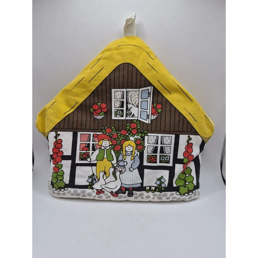 Vtg Pat Albeck Tea Pot Cozy Cover Padded Thatched Roof Cottagecore  Cuckoobird